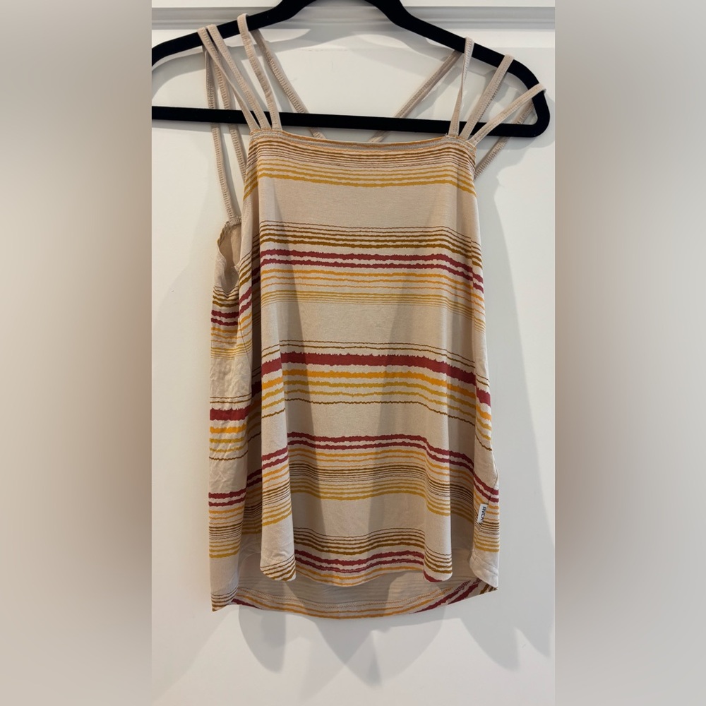 RVCA Cream Tank with Mustard Yellow and Rust Stripes
